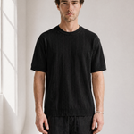Slub Knit Tee - Black - back view