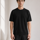 Slub Knit Tee - Black - back view