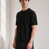 Slub Knit Tee - Black - side view