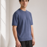 Slub Knit Tee - Blue - back view