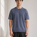 Slub Knit Tee - Blue - side view