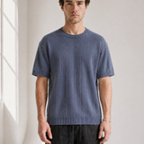 Slub Knit Tee - Blue - side view