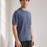 Slub Knit Tee - Blue - detail view