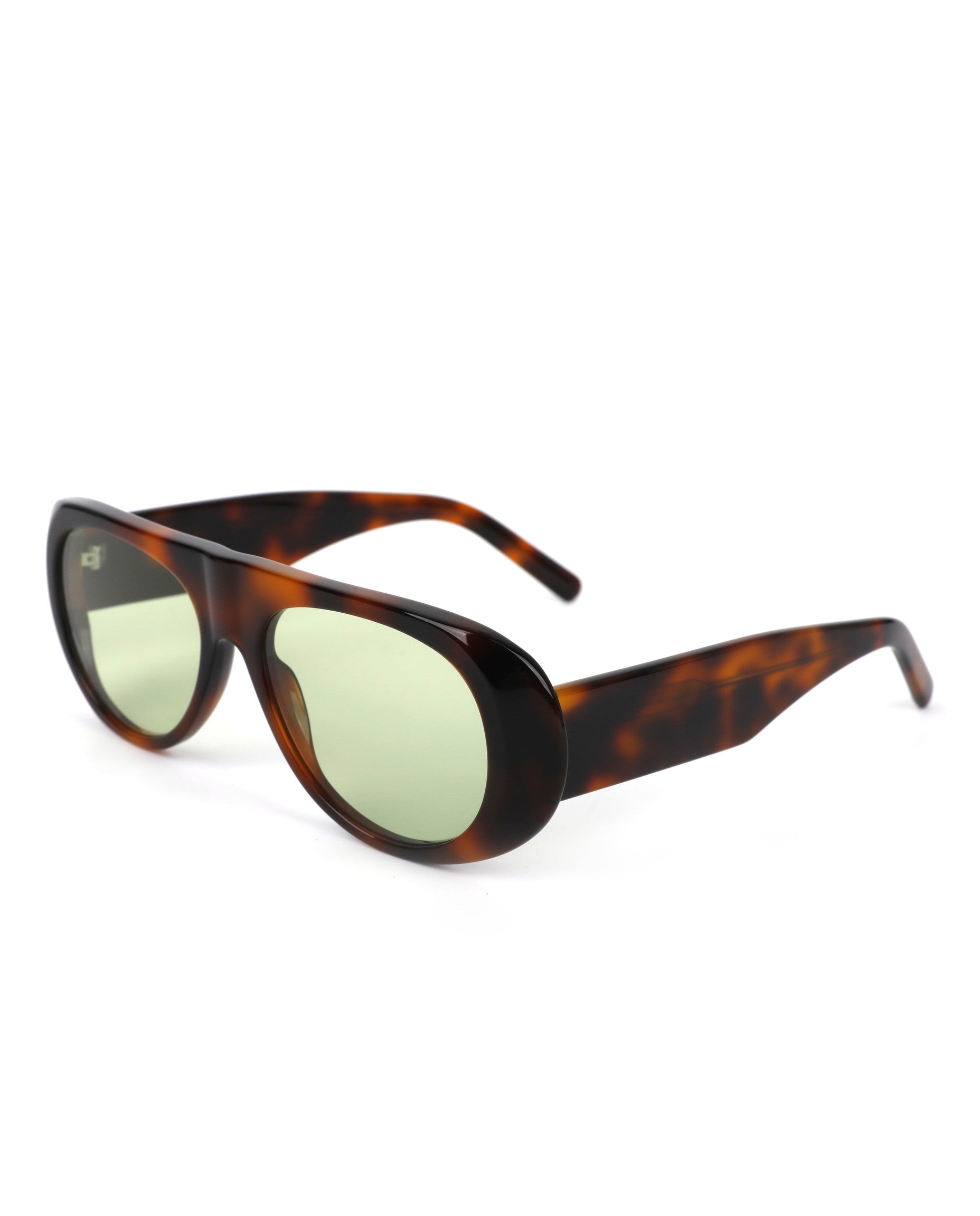 Tulum Sunglasses - Tortoise Frame, Green Lens