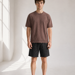 Slub Knit Tee - Brown - back view