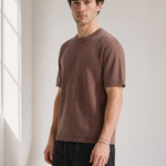Slub Knit Tee - Brown - side view