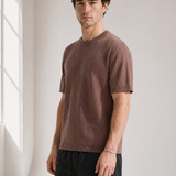 Slub Knit Tee - Brown - side view