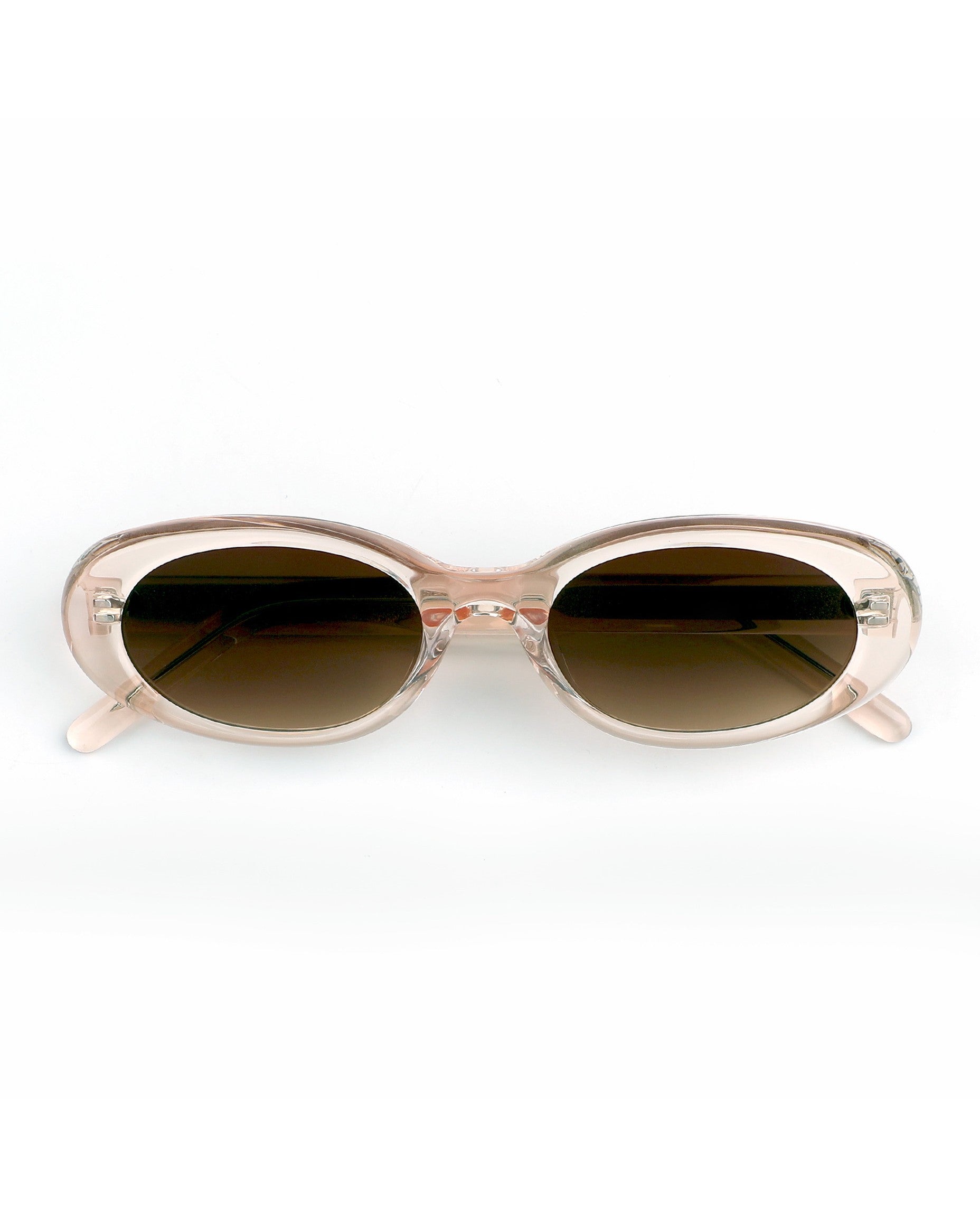 Lisbon Sunglasses - Transparent Pink Frame, Brown Lens