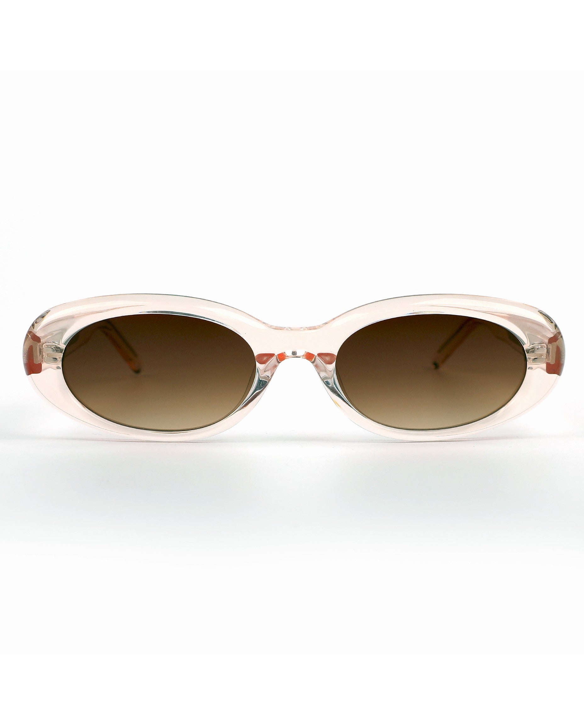 Lisbon Sunglasses - Transparent Pink Frame, Brown Lens