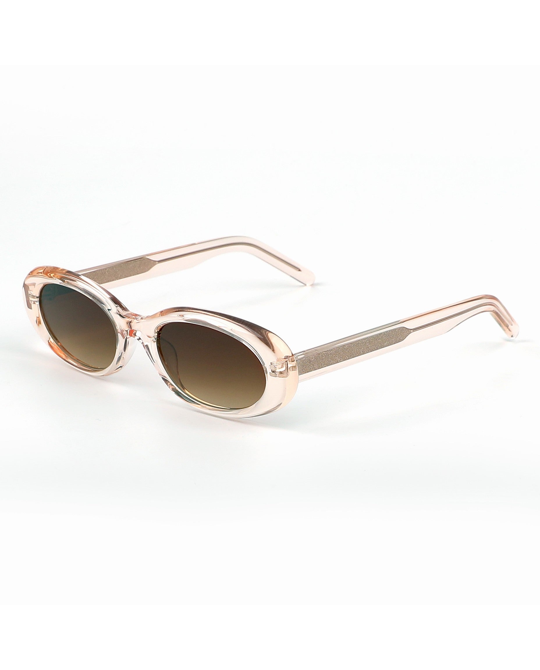 Lisbon Sunglasses - Transparent Pink Frame, Brown Lens