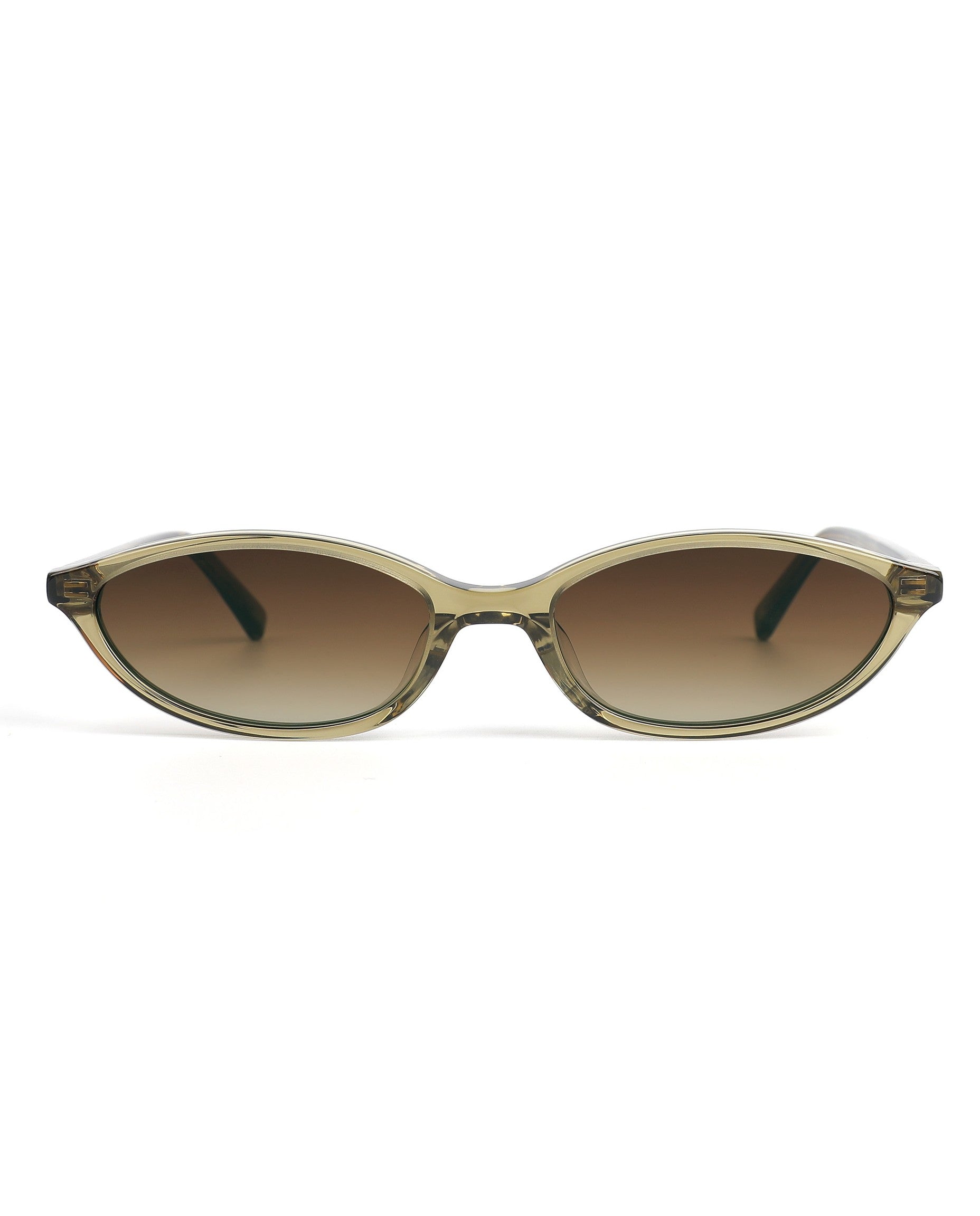 Algarve Sunglasses - Green Frame, Gradient Brown Lens