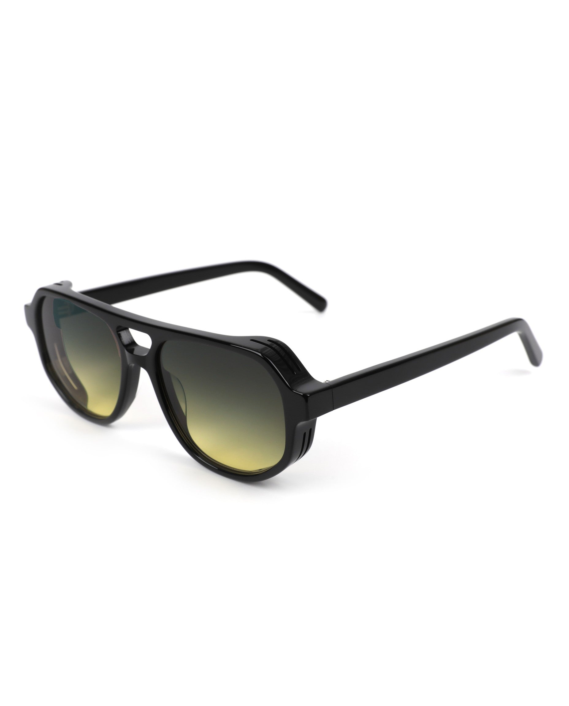 Hvar Sunglasses - Black Frame, Gradient Grey Yellow Lens