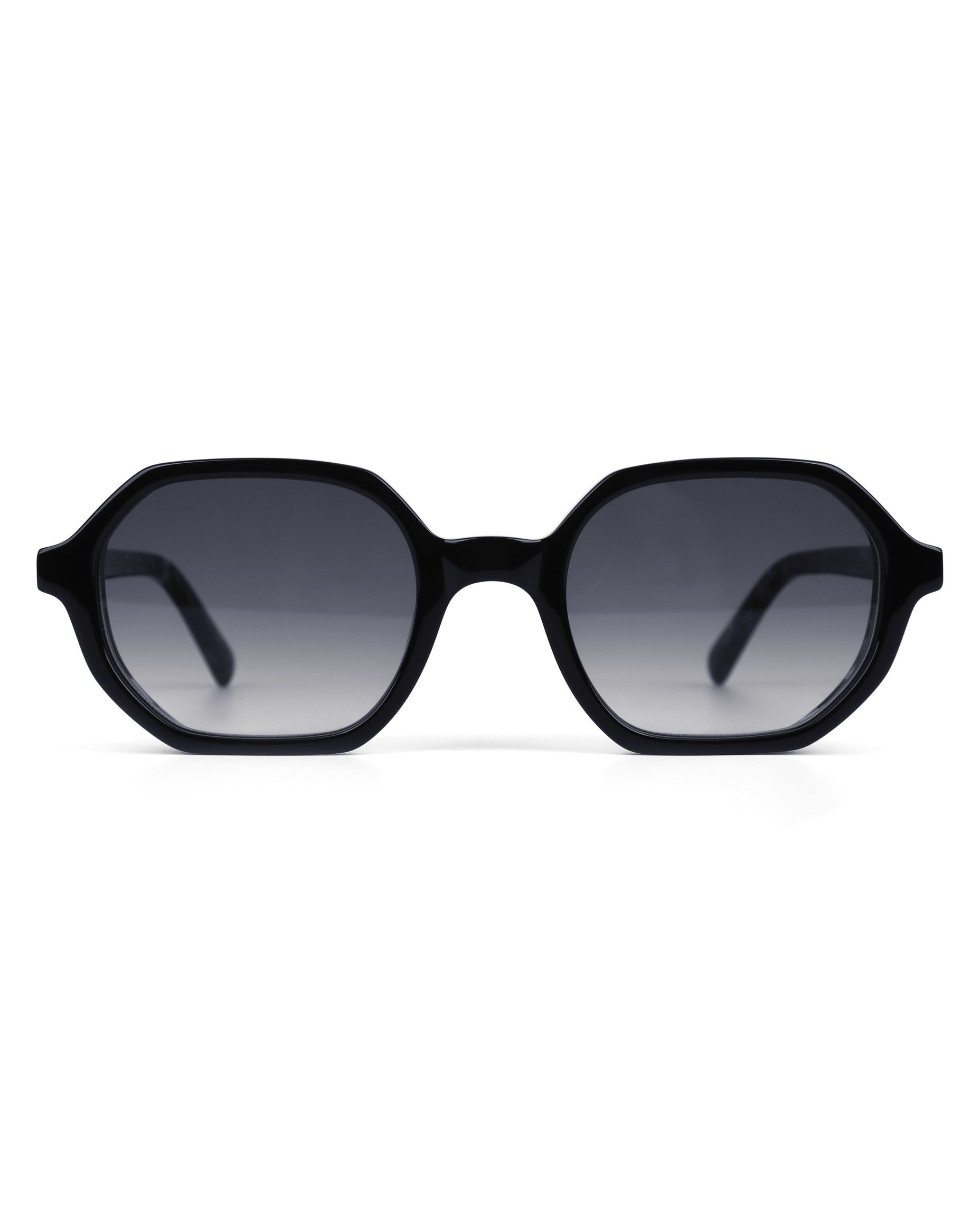 Mallorca Sunglasses - Black With Cloudy Grey Tortoiseshell Frame, Gradient Grey Lens
