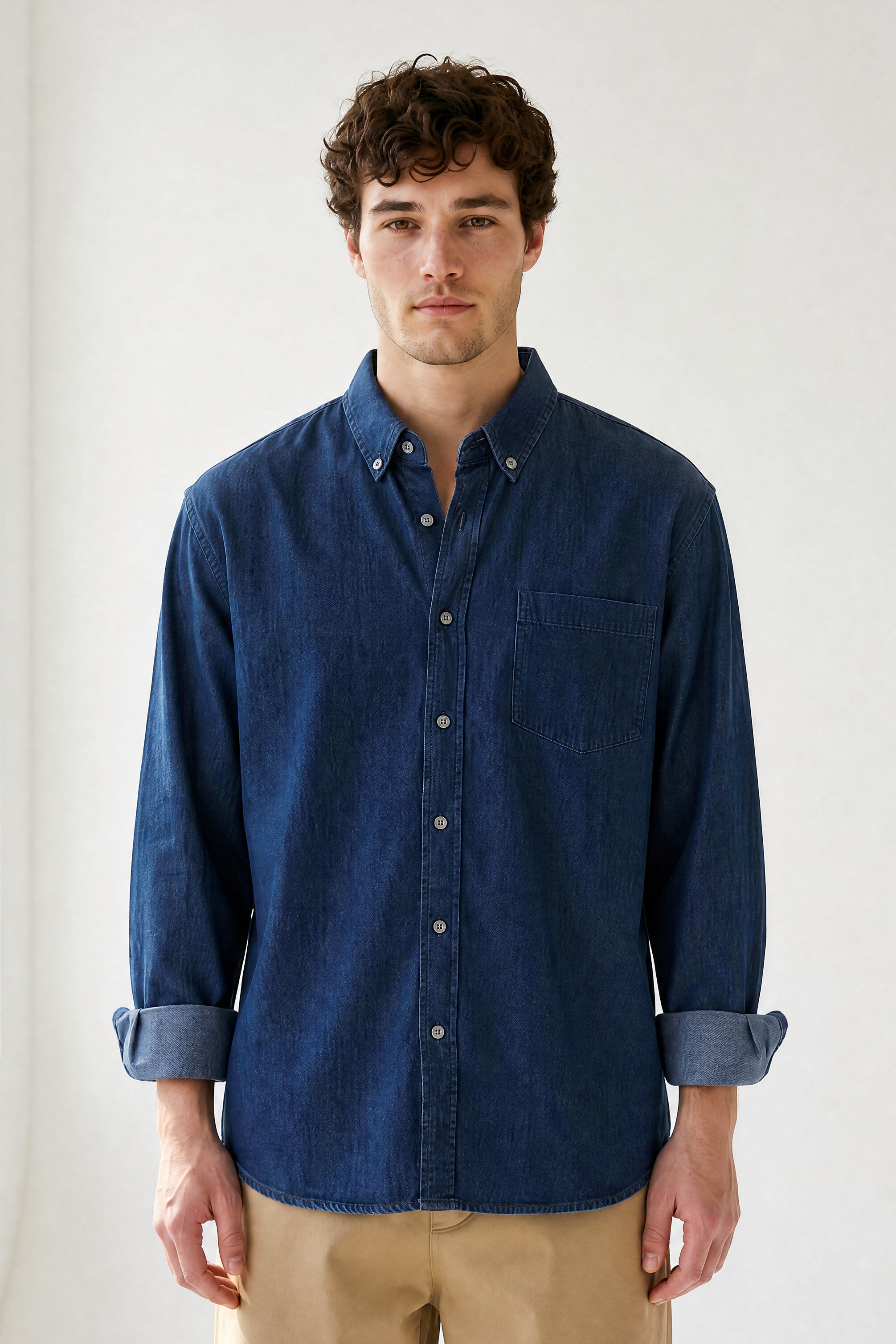 Denim Button-Up - Dark Indigo - front view