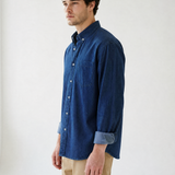 Denim Button-Up - Dark Indigo - left side view