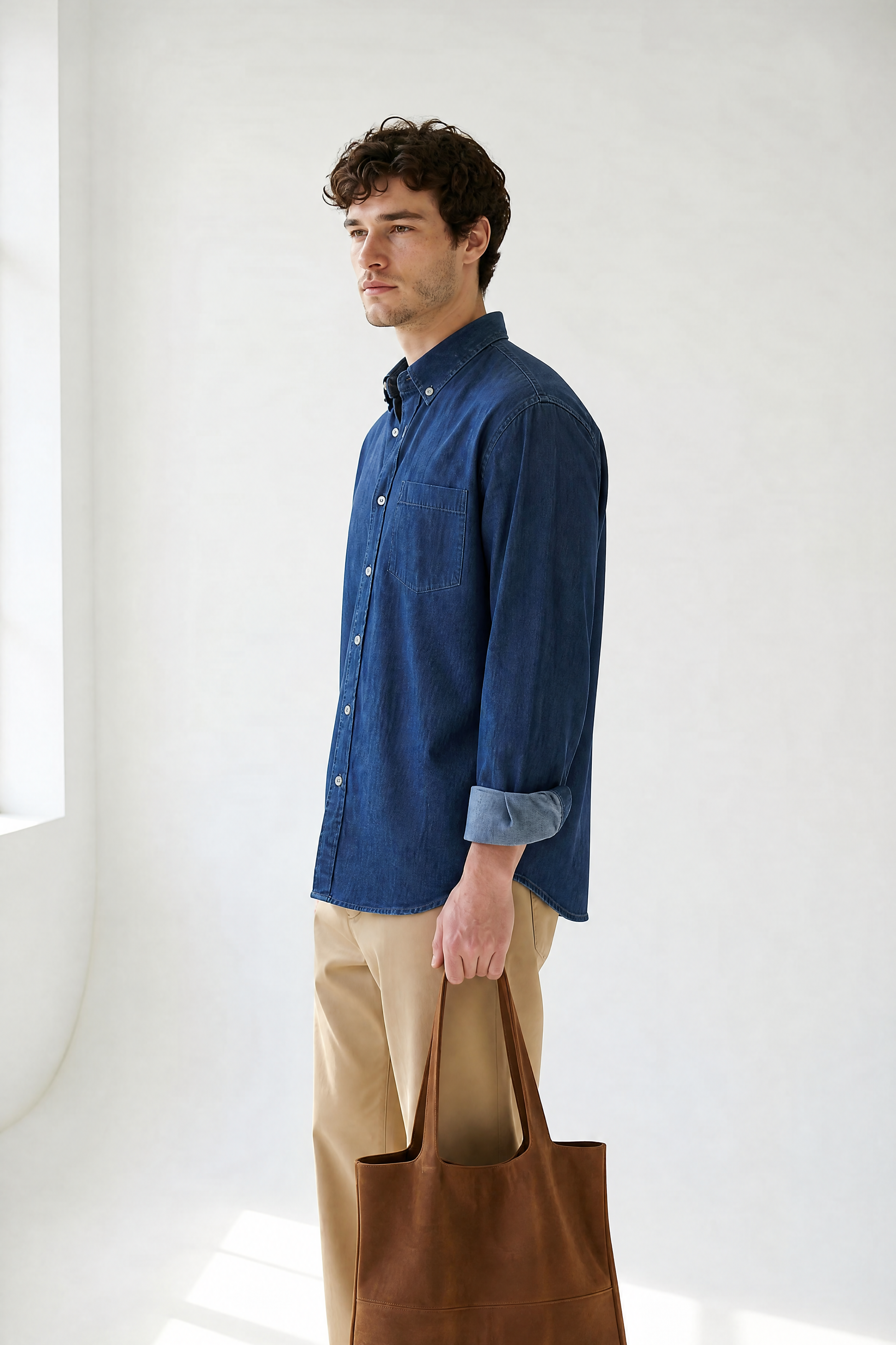 Denim Button-Up - Dark Indigo - right side view