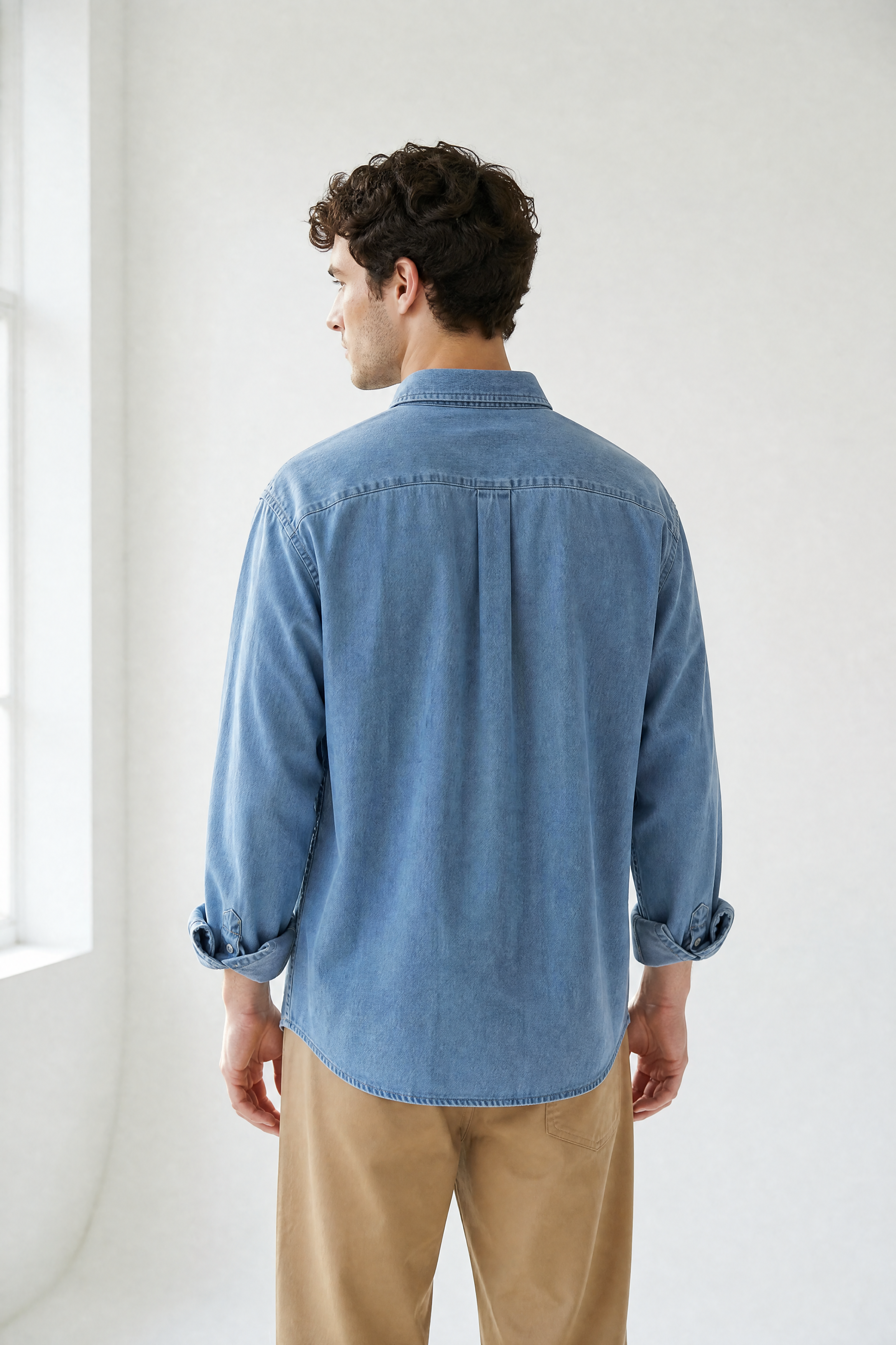 Denim Button-Up - Light Denim - back view