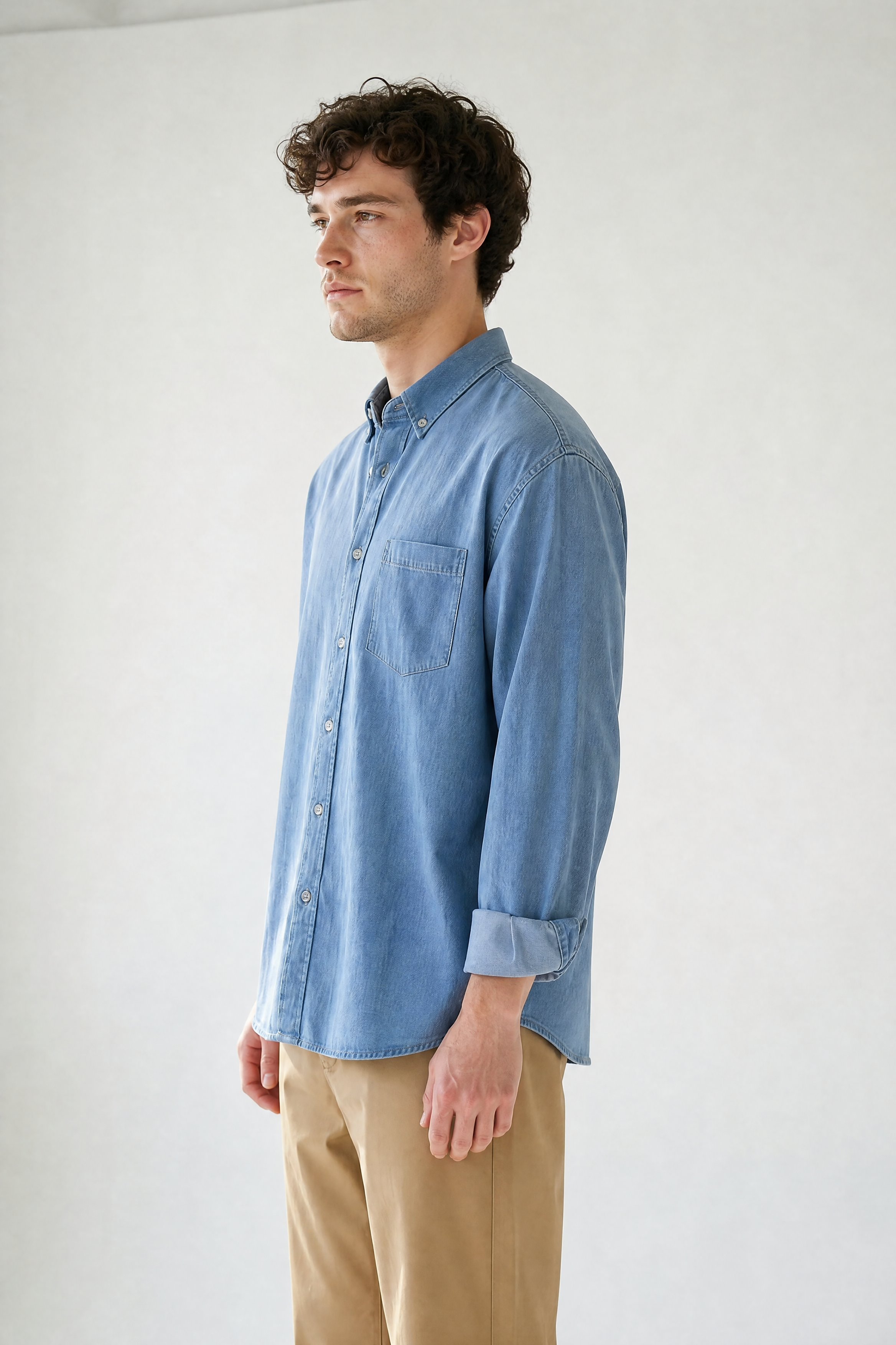 Denim Button-Up - Light Denim - left side view