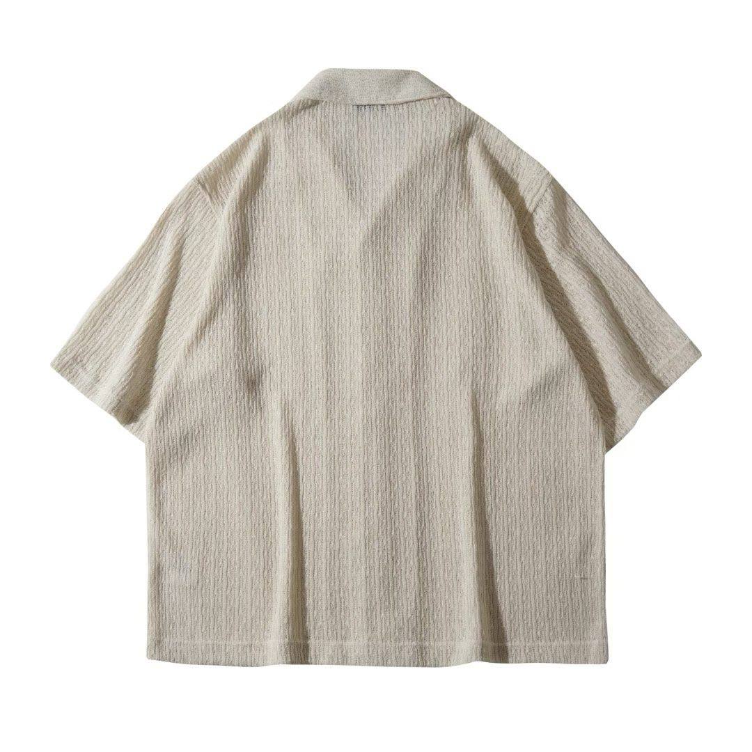 Textured Stripe Resort Shirt - Off White