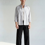 Striped Button-Down Shirt - Grey Stripe - front view