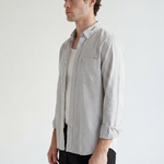 Striped Button-Down Shirt - Grey Stripe - left side view