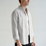 Striped Button-Down Shirt - Grey Stripe - right side view
