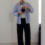 Striped Button-Down Shirt - Light Blue Stripe