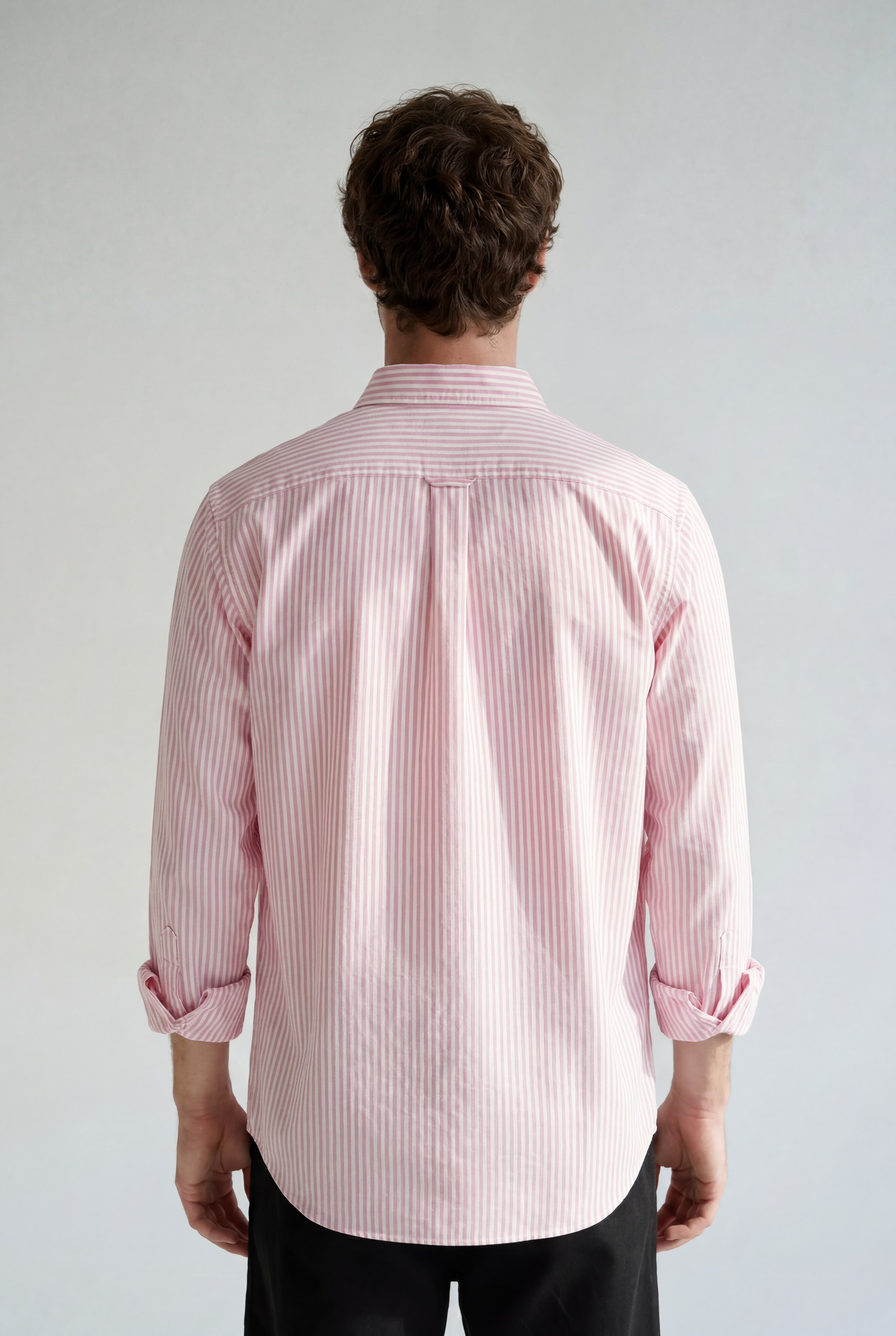 Striped Button-Down Shirt - Pink Stripe - back view
