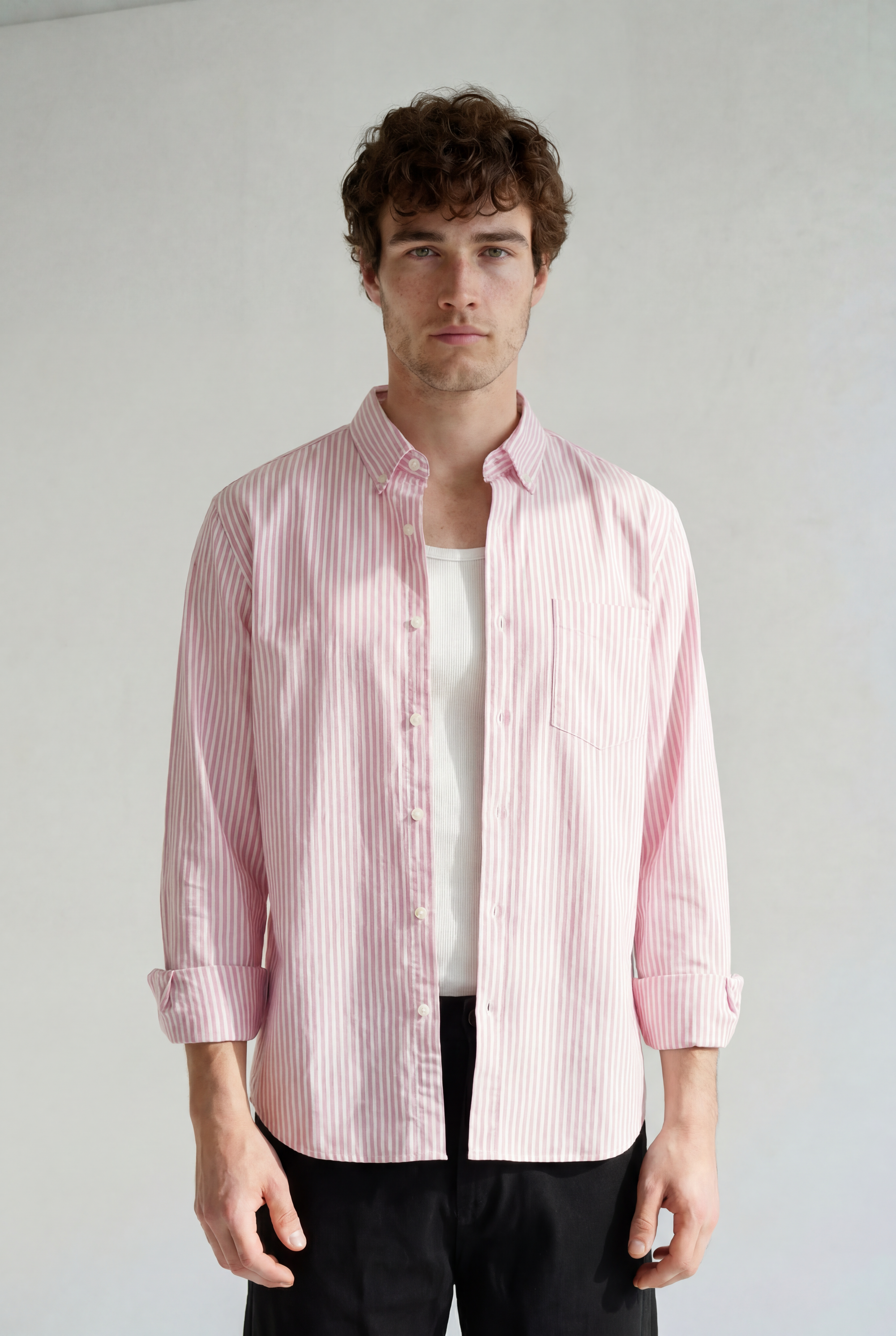 Striped Button-Down Shirt - Pink Stripe - detail view