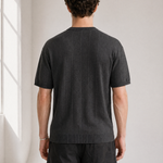 Slub Knit Tee - Charcoal - detail view