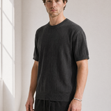 Slub Knit Tee - Charcoal - side view