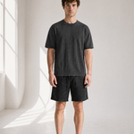 Slub Knit Tee - Charcoal - back view