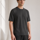 Slub Knit Tee - Charcoal - lifestyle angle