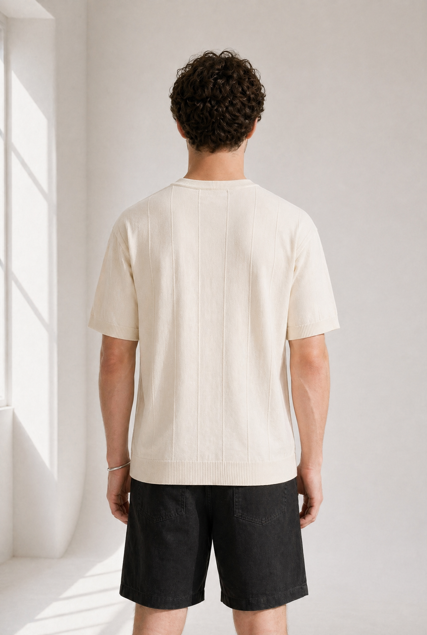 Slub Knit Tee - Cream - detail view