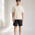Slub Knit Tee - Cream - front view