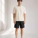 Slub Knit Tee - Cream - front view