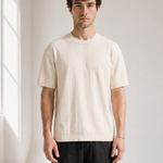 Slub Knit Tee - Cream - back view