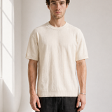 Slub Knit Tee - Cream - back view