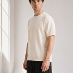 Slub Knit Tee - Cream - side view