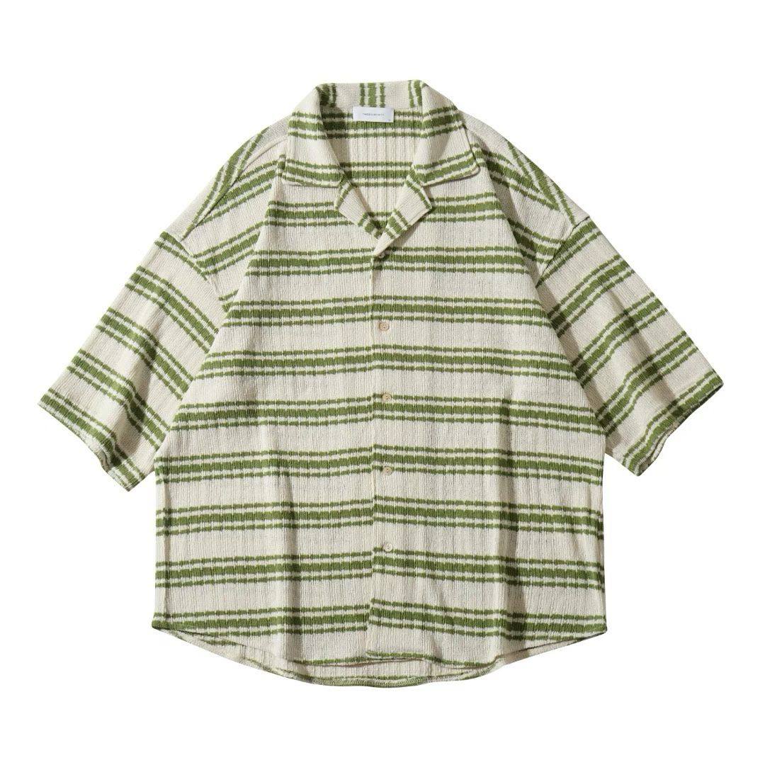 Textured Stripe Resort Shirt - Olive Stripe