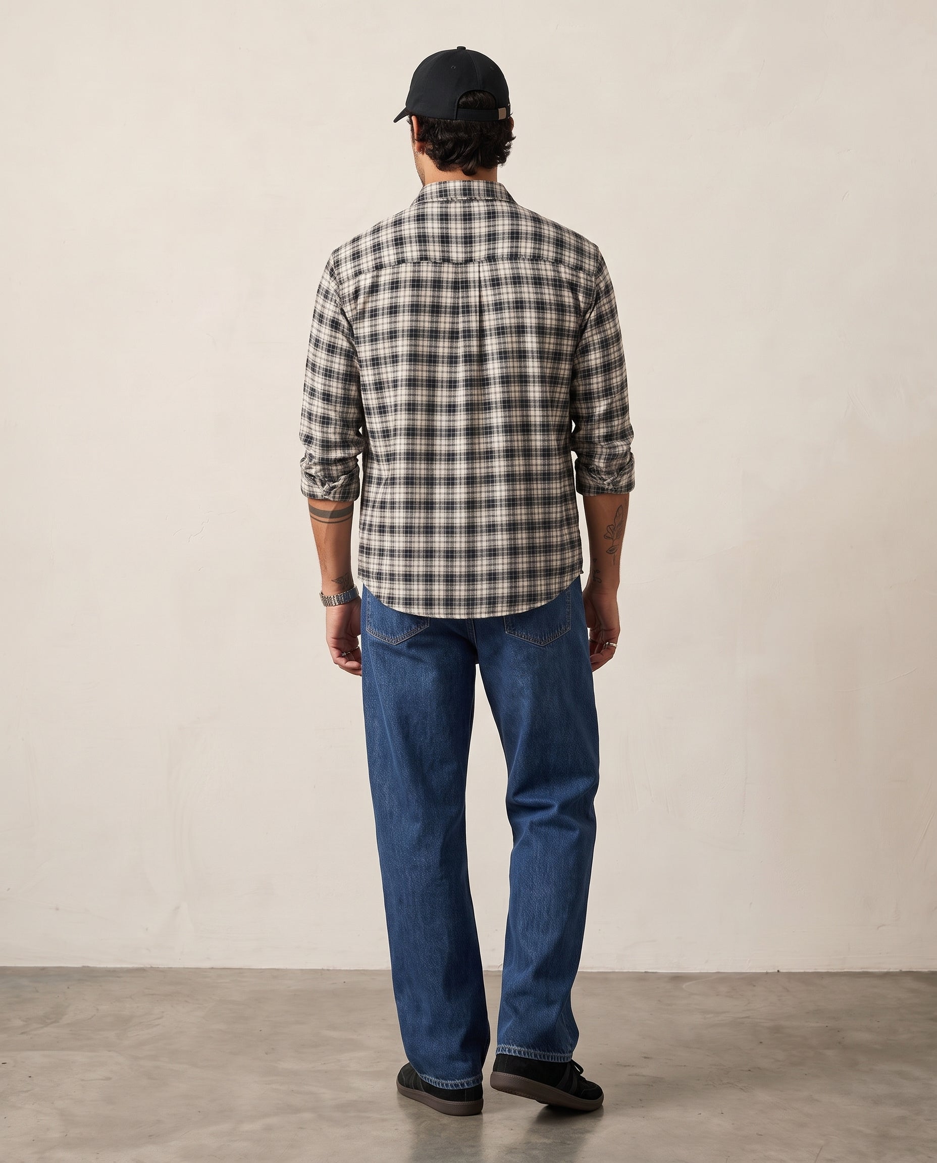 Yarn-Dyed Plaid Shirt - Black