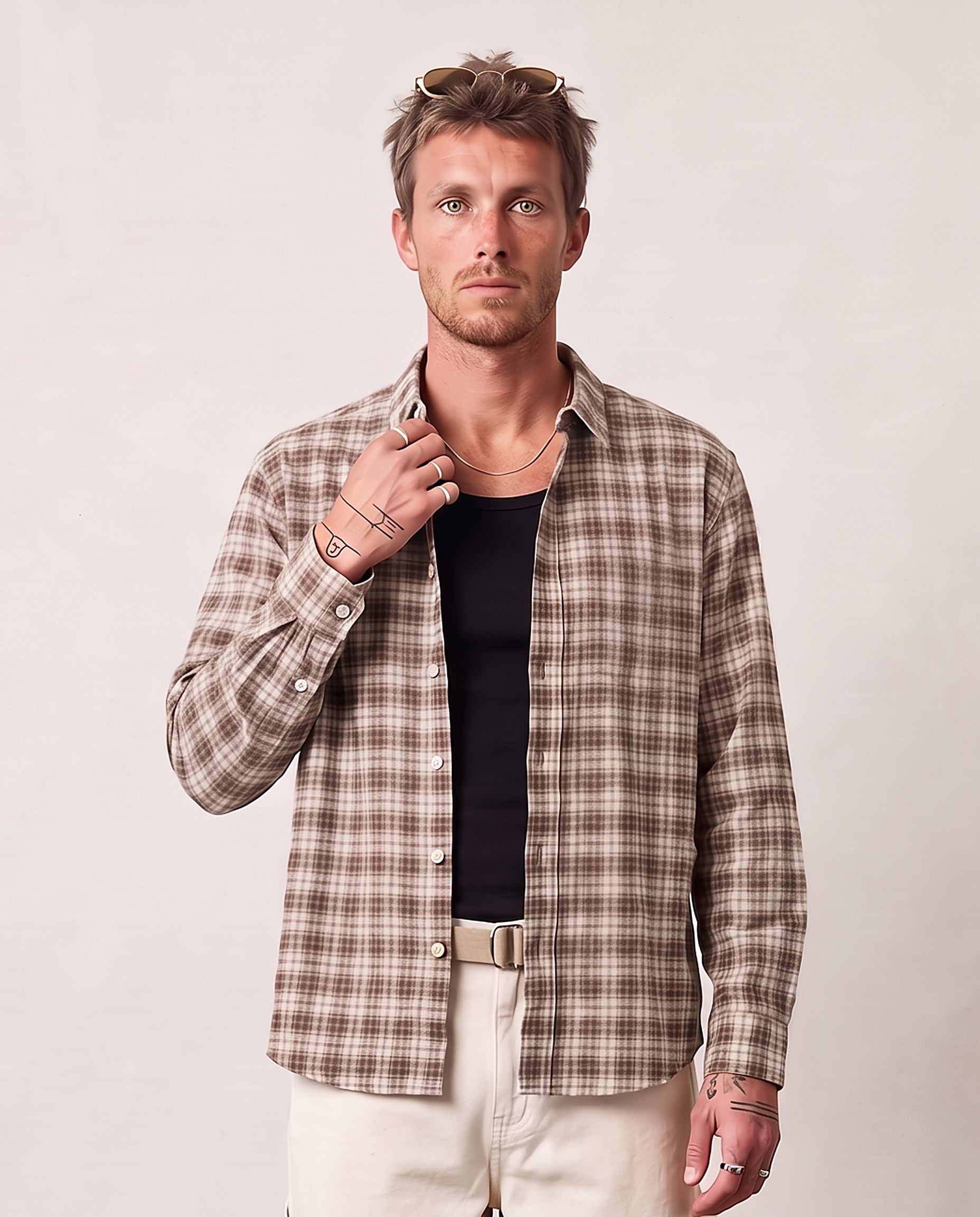 Yarn-Dyed Plaid Shirt - Coffee