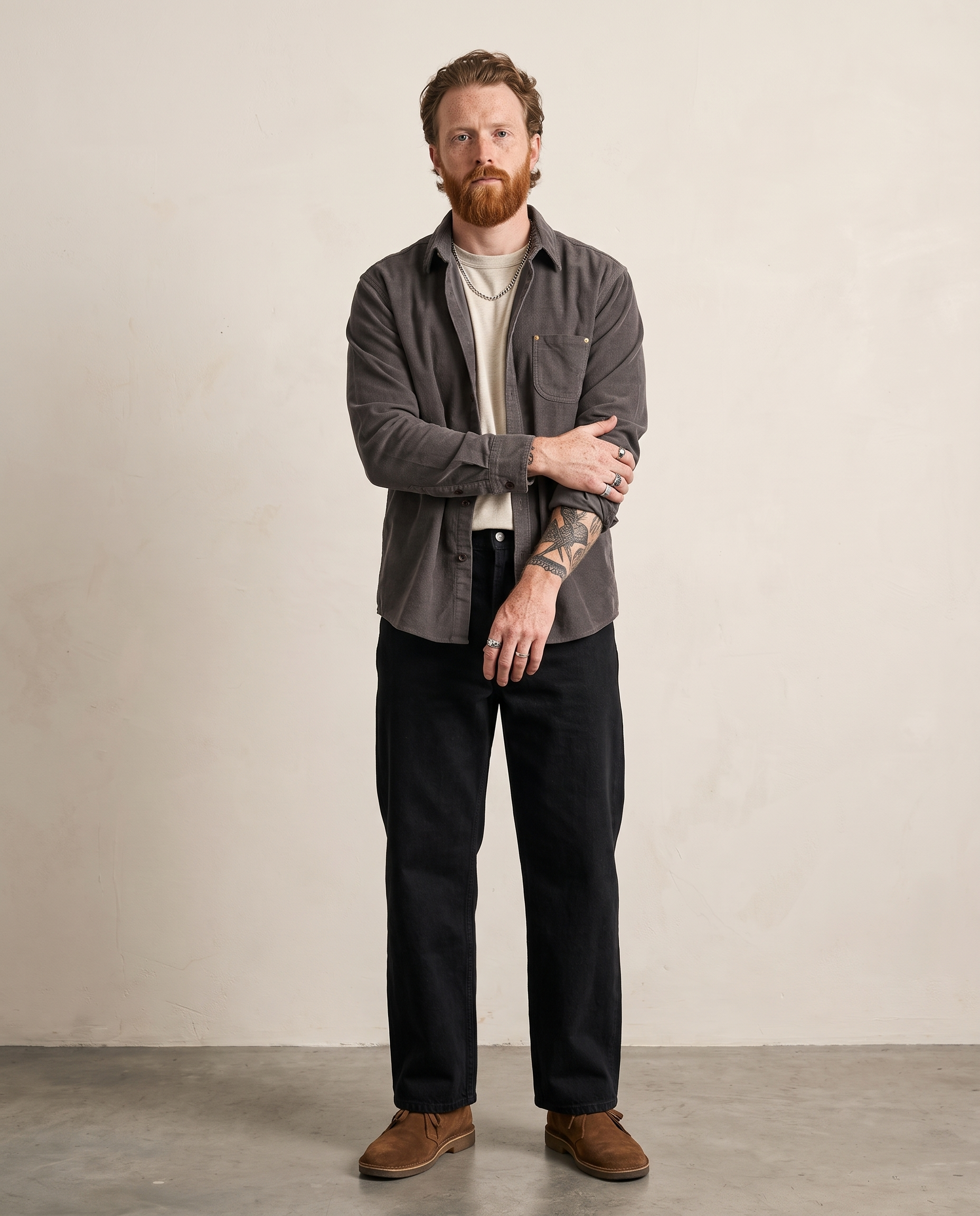 Washed Corduroy Overshirt - Deep Grey