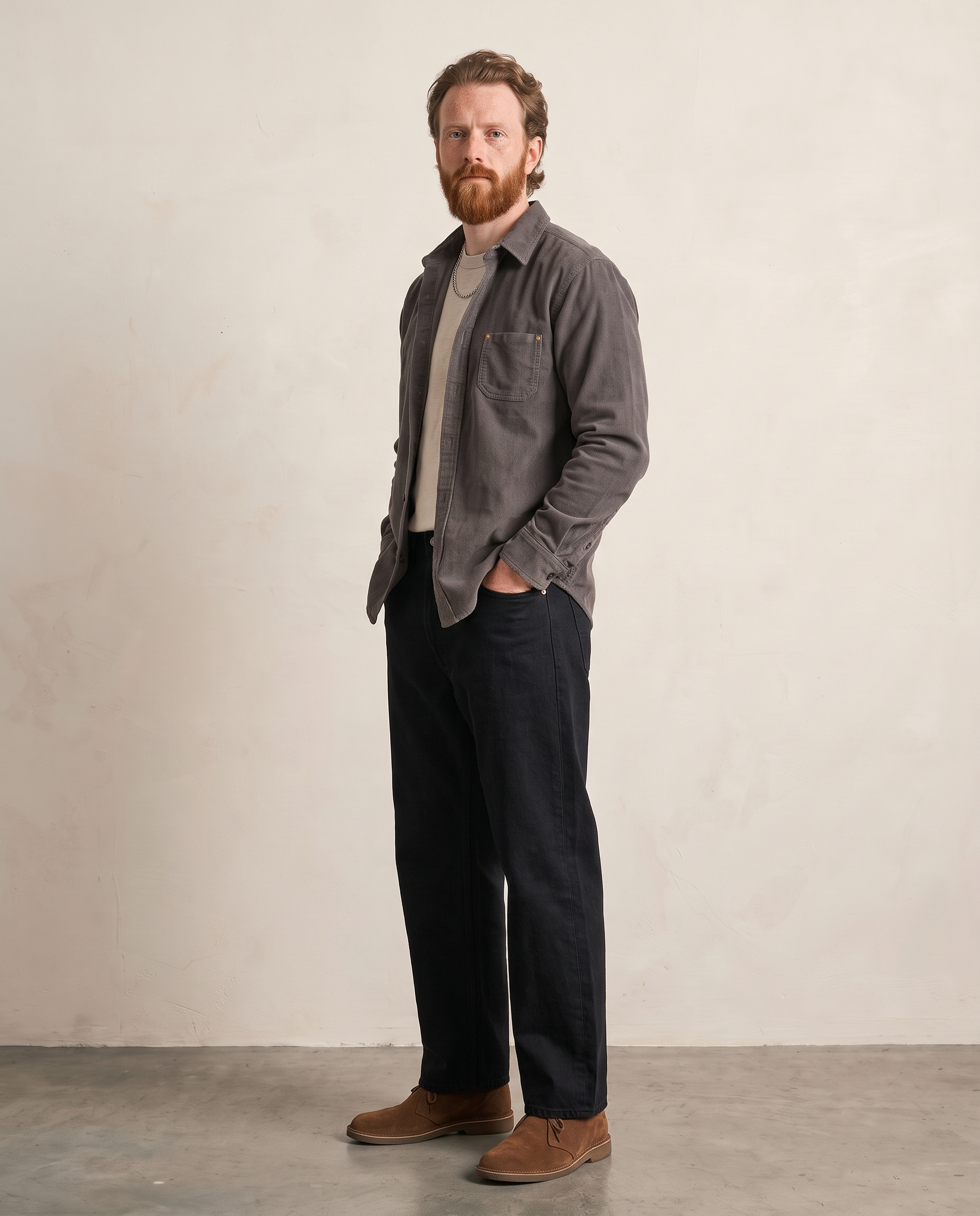 Washed Corduroy Overshirt - Deep Grey