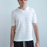Open-Stitch Knit Polo - White