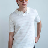 Textured Knit Polo - White