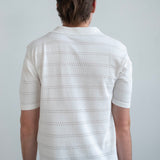 Textured Knit Polo - White