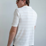 Open-Stitch Knit Polo - White