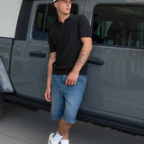 Textured Knit Polo - Black
