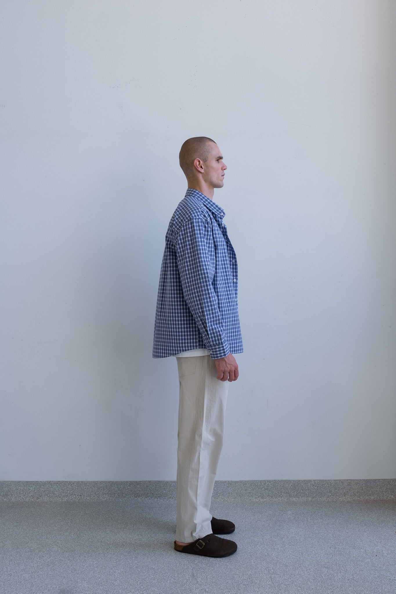 Hipland Heritage Micro-Check Shirt — Blue Check — back view